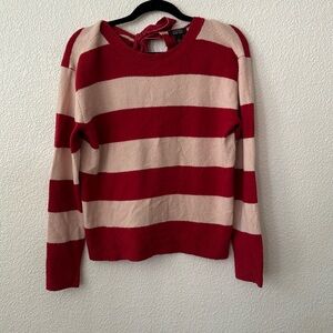 Size S Halogen X Atlantic-Pacific Stripe Bow Back Sweater in pink and red